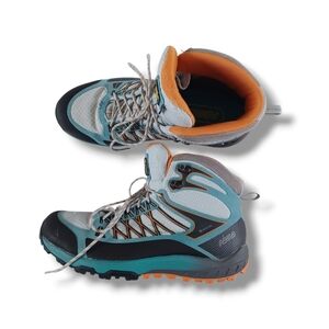 Asolo Women's Grid Mid GV Hiking Boots Shoes Teal Orange Gray Lace Up Size 7.5